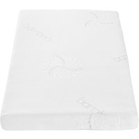 White Tutti Bambini cot mattress, 60x120 cm, with coir fiber core and embossed patterns on the surface.