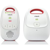 White VTech BM1000 digital audio baby monitor with speaker, LED indicators, and red accents.