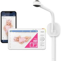VTech RM7787HD 7" smart video baby monitor with white camera, large screen, and smartphone connectivity.