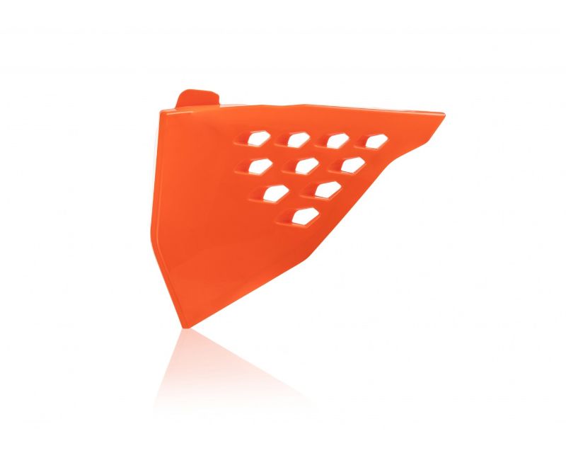 Acerbis Vented Air Box Cover in bright orange, featuring a sleek design with multiple hexagonal vents, specifically designed for KTM EXC/EXC-F 2020-23 and SXF/SX 2020-22 models.