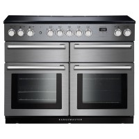 Stainless steel Rangemaster 118270 NEXUS SE induction range cooker with chrome trim, featuring four knobs, two large ovens, and a sleek black induction cooktop.