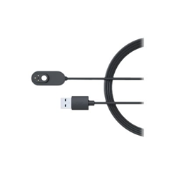 Black charging cable with a magnetic connector and USB end, measuring 2.44 meters, designed for use with Arlo devices, featuring a sleek, durable design.