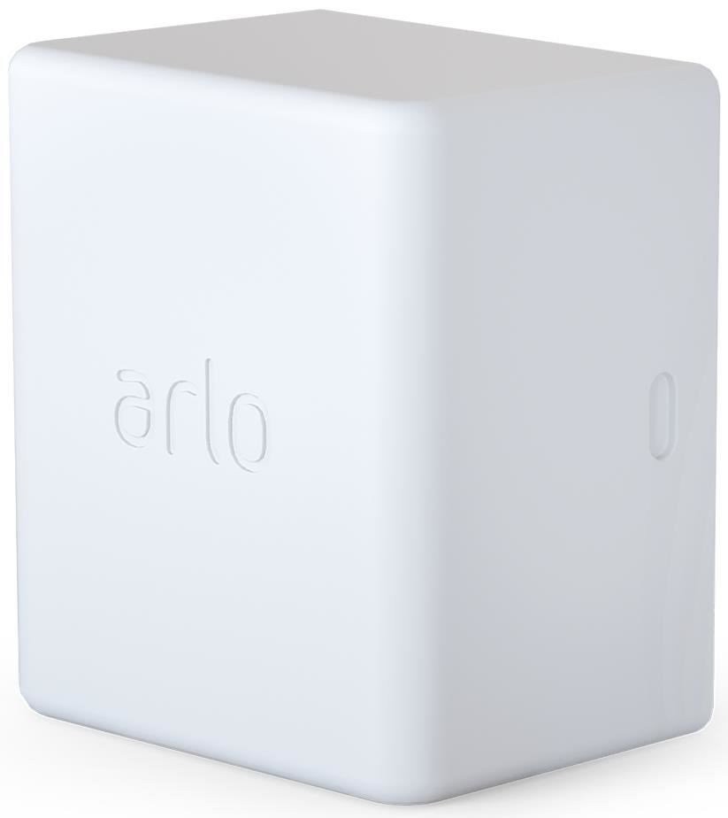 White rechargeable camera battery with a smooth, rectangular design, featuring the embossed "arlo" logo, compatible with Pro 5S 2K, Pro 4, Pro 3, Ultra 2, and Ultra cameras.