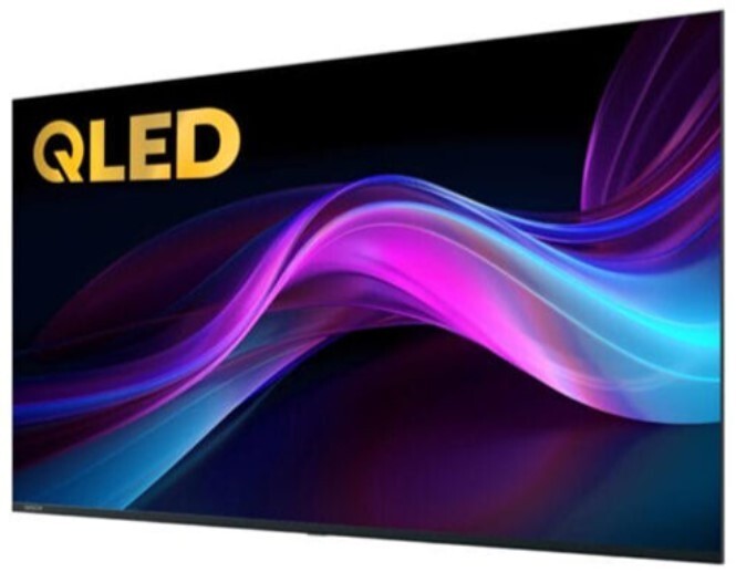 Avocor AVK-9810 98-inch Class K Series LED-backlit 4K UHD LCD display featuring a sleek design with vibrant QLED colors and smooth, flowing graphics.