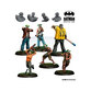 Five detailed miniature thugs in various poses, featuring vibrant colors and distinct outfits, set on circular bases, with additional unpainted heads included.