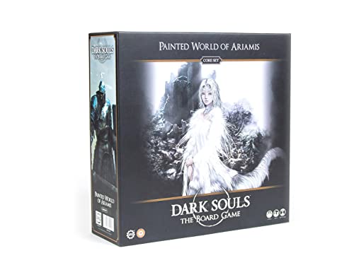 Black box featuring the title "Dark Souls: Painted World of Ariamis" with artwork of a white-clad character against a snowy landscape, and a knight in armor on the side.