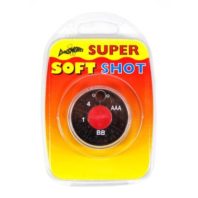Dinsmores Non Toxic Shot Dispenser in a round design with four compartments labeled AAA, BB, 1, and 4, featuring a red button and a clear plastic packaging.
