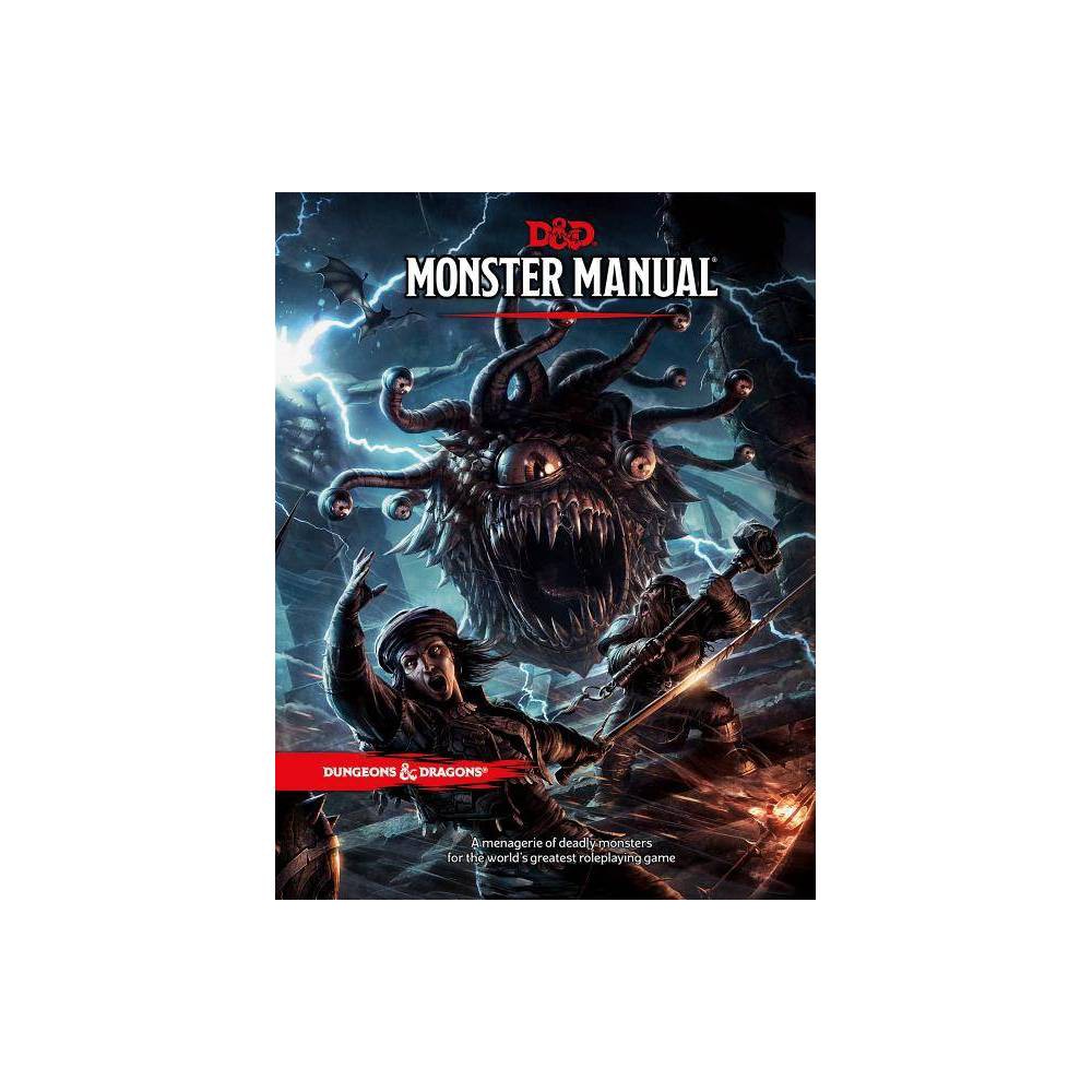 Dungeons & Dragons Monster Manual features a dramatic cover with a fearsome monster, dark colors, and vibrant artwork, highlighting the fantasy theme of the tabletop game.