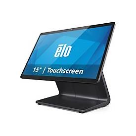 Elo Touch Solutions E984275 POS system features a sleek black design with a 15.6-inch touchscreen display showcasing a vibrant 1920 x 1080 resolution.