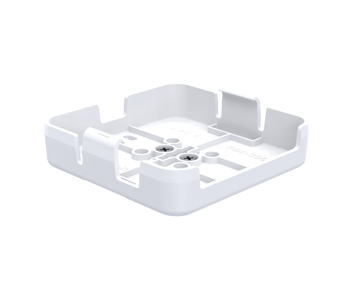 White plastic MCase designed for SumUp Sol, featuring a square shape with rounded edges, screw holes, and clips for secure attachment.