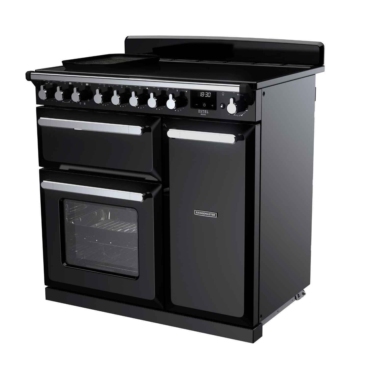 Estel Deluxe 90cm Induction Range Cooker, Black/Chrome - image 3