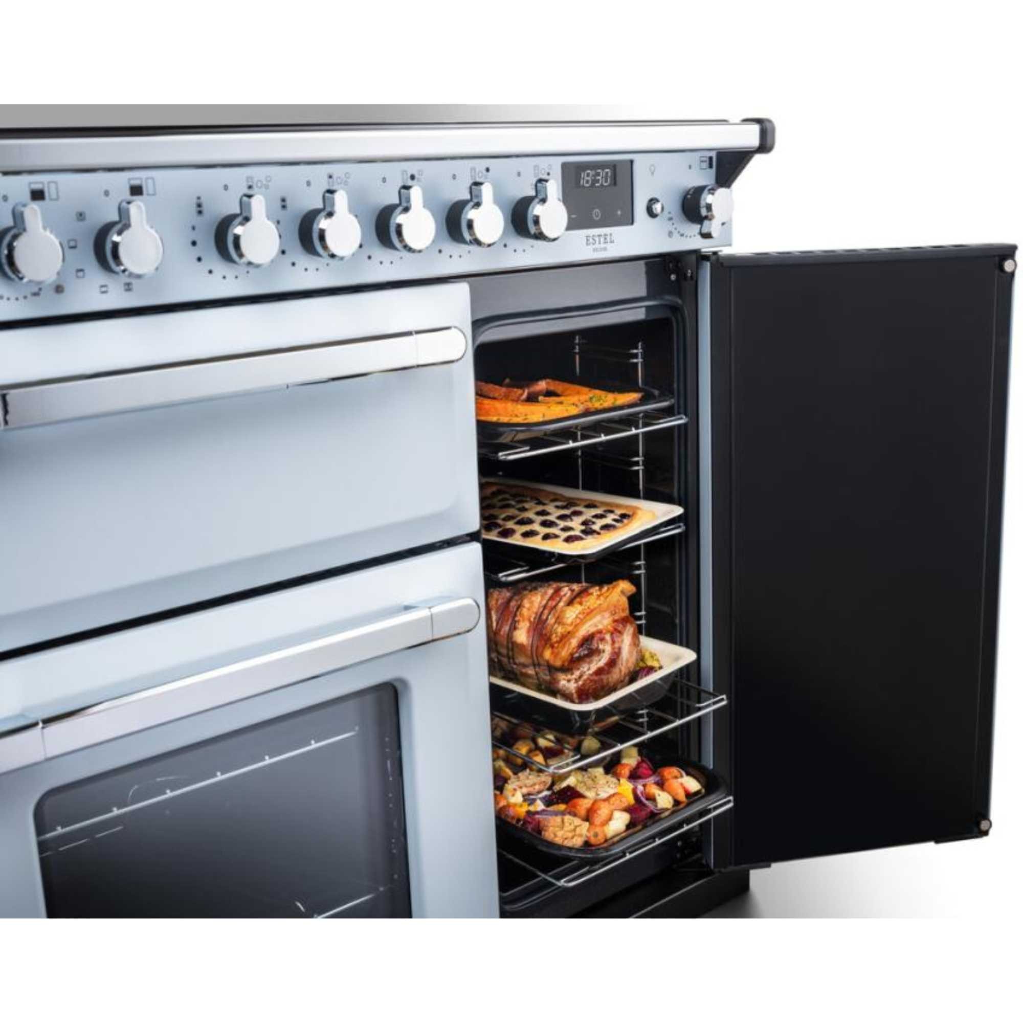Estel Deluxe 90cm Induction Range Cooker, Misty Blue/Chrome - image 2