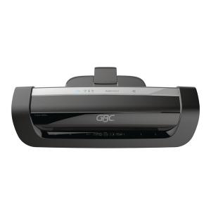 GBC Fusion Plus 6000L A3 laminator in sleek black plastic, featuring a user-friendly control panel with indicator lights and a compact design for easy storage.