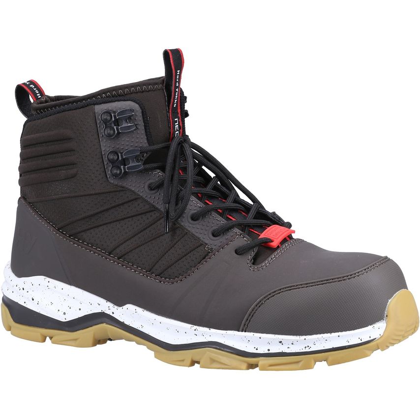 Men's Hard Yakka Neo 2.0 PR Hybrid Side Zip Safety Boot in moss green, featuring a durable upper, side zip closure, black laces, and a white speckled sole for traction.