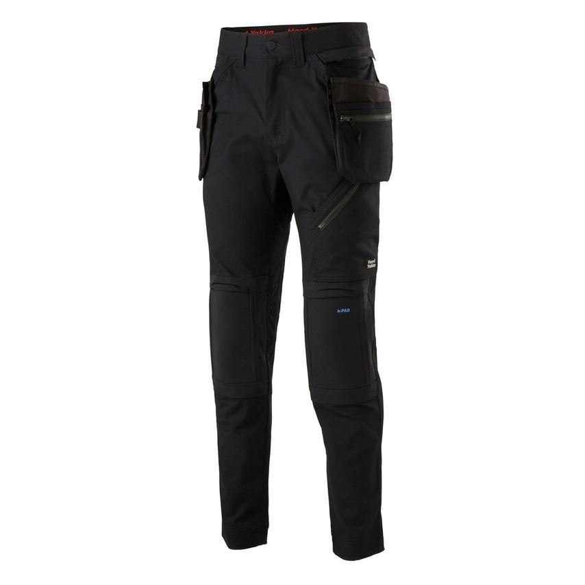 Black Hard Yakka Men's Xtreme 2.0 Pant featuring multiple pockets, reinforced knees, and a durable fabric designed for work and outdoor activities.