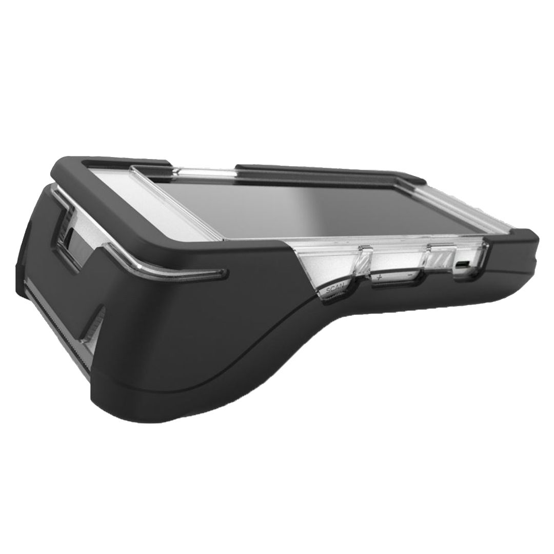 Black protective case for POS systems by Havis, featuring a transparent front cover, durable material, and a sleek design for secure device access.
