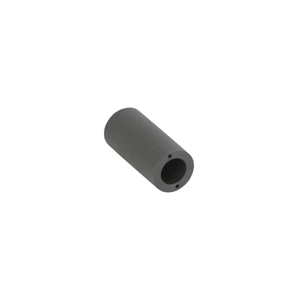 Gray cylindrical roller idle ruer made of durable plastic, featuring a smooth surface and hollow center, designed for HP printers.