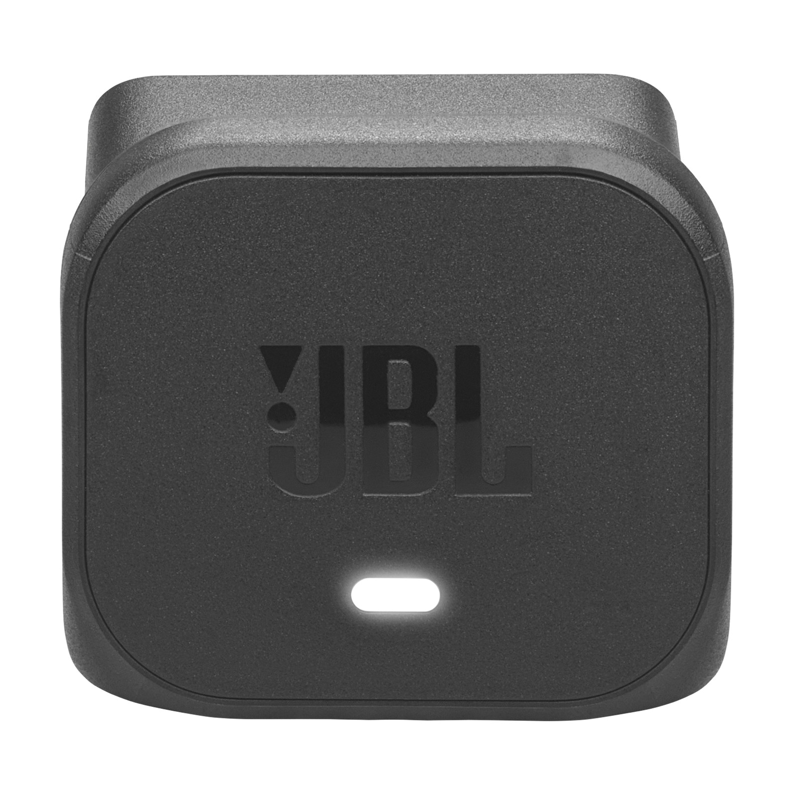 Black JBL Battery 200 with a sleek, matte finish, featuring the JBL logo on the top and a small charging indicator light on the front.