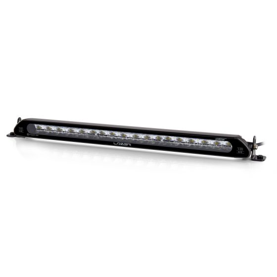 Lazer Lamps Linear 18 Elite LED light bar in sleek black finish, featuring multiple bright LED lights and integrated position light for enhanced visibility and style.