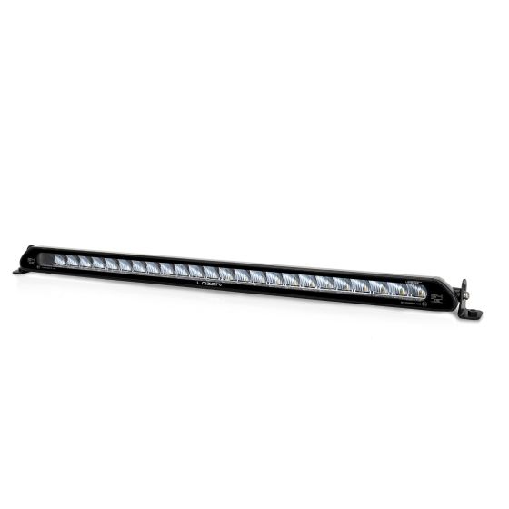 Linear 24 Elite LED light bar by Lazer Lamps features a sleek black aluminum housing with multiple bright LED lights arranged in a linear design for enhanced visibility.