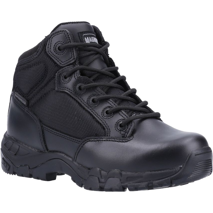 Black Magnum Men's Viper Pro 5.0 + WP Uniform Boot featuring a combination of leather and mesh materials, with a sturdy rubber sole and lace-up front for secure fit.
