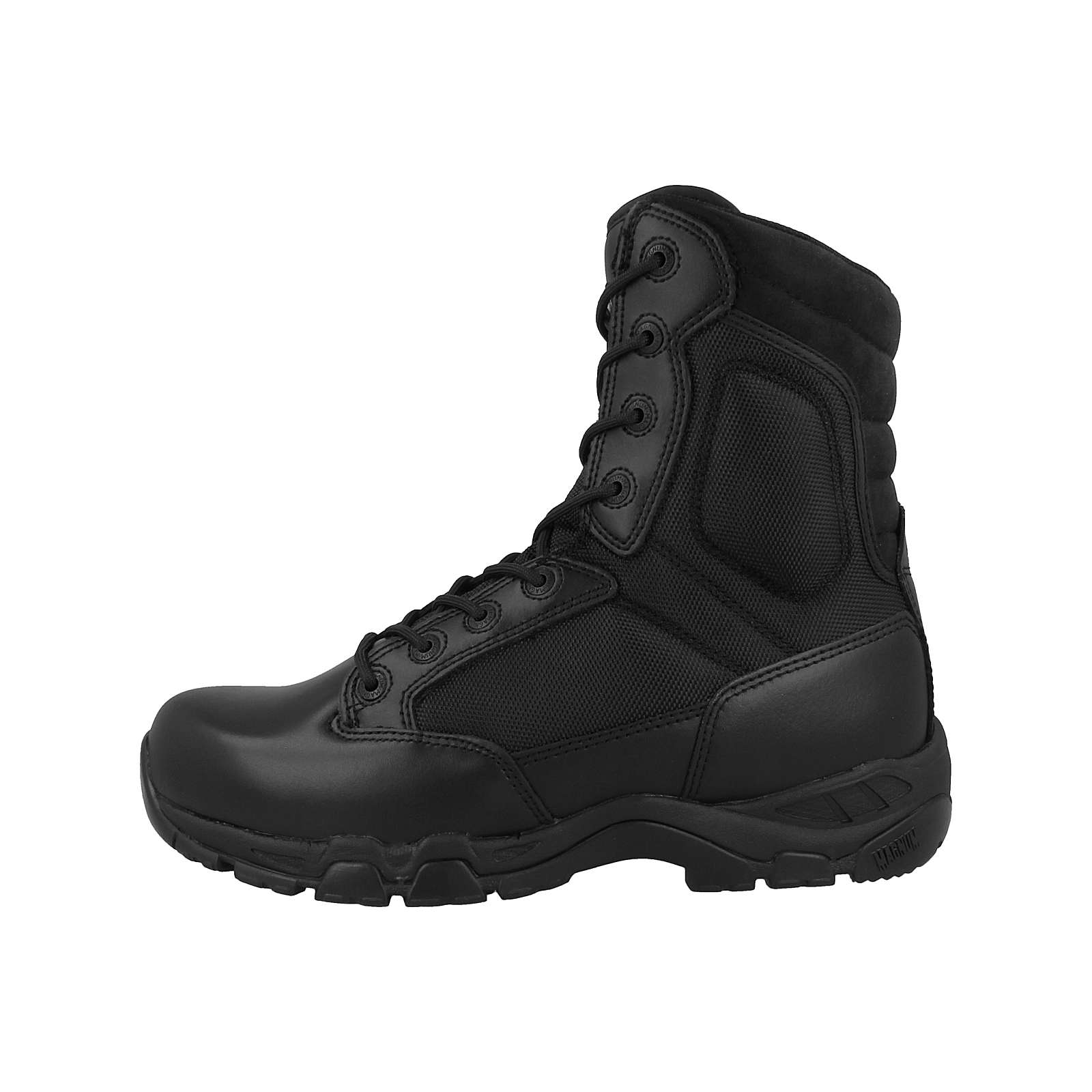 Black Magnum Men's Viper Pro 8.0 uniform boot featuring a side zip, durable synthetic material, reinforced toe, and lace-up design for secure fit.