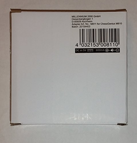 White cardboard box with a label indicating "MILLENNIUM 5V DC Power Supply," featuring a barcode and product information on one side.