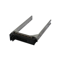 Origin Storage caddy for Dell Optiplex 790/990 MT, featuring a silver metal frame with a black plastic base, designed to hold two 2.5-inch drives in a 3.5-inch slot.