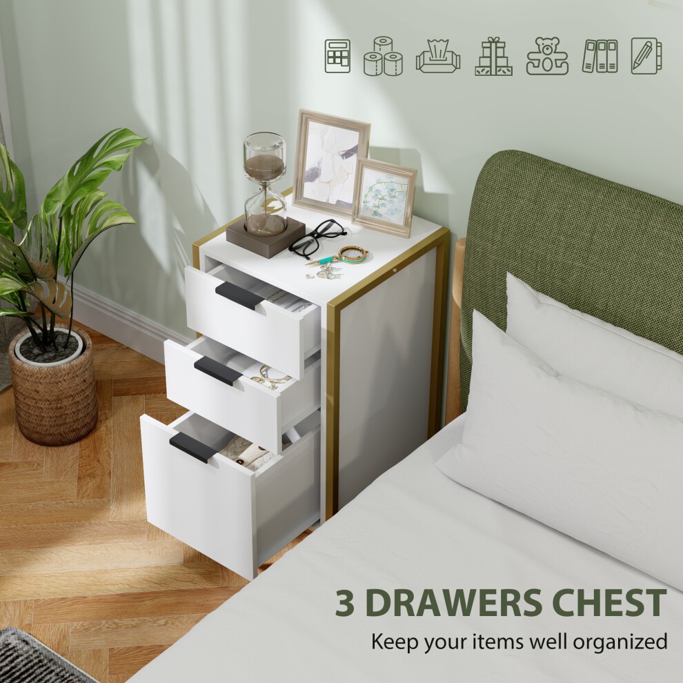 Portland 3 Drawer Industrial White Chest of Drawers - image 3