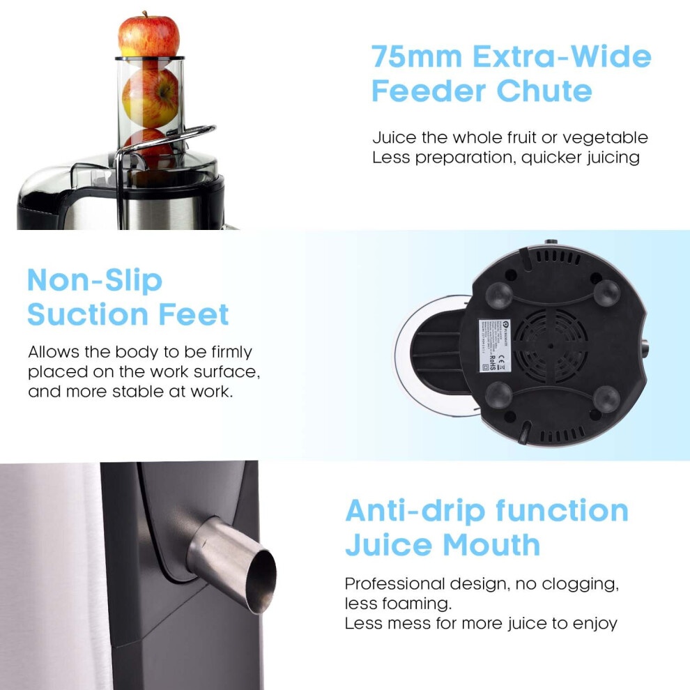 PureMate NaturoPure Silver Professional Whole Fruit Juicer 1000W - image 3