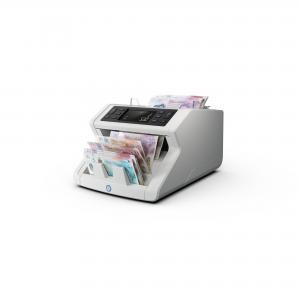 Grey banknote value counter with a sleek design, featuring a digital display and multiple slots for counting notes, ideal for UK and IE currencies.
