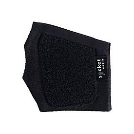 Black fabric hand wrap with a textured Velcro surface, featuring the Socket Mobile logo, designed for secure attachment of DuraScan devices.
