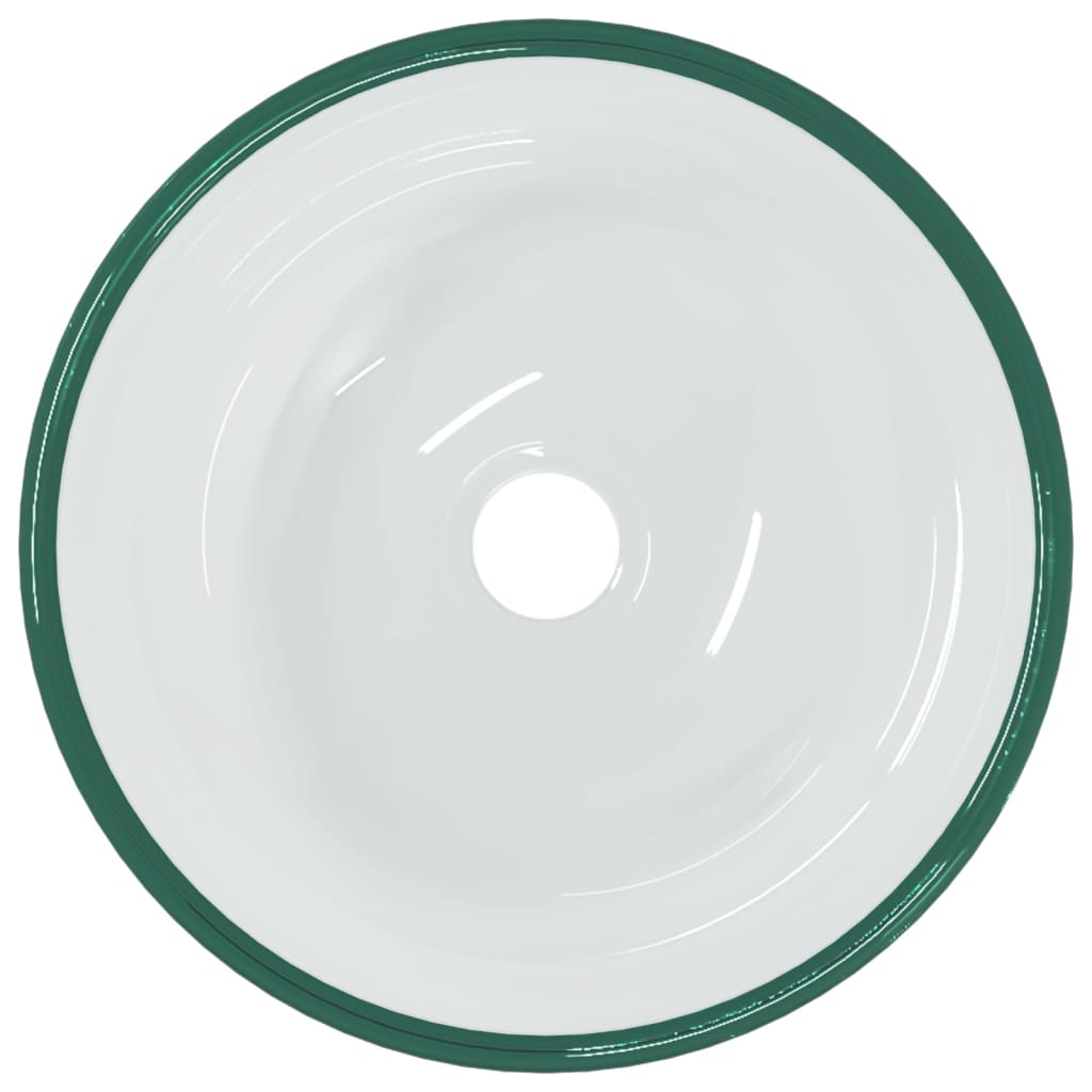 Transparent tempered glass basin measuring 30x12 cm, featuring a smooth white interior and a green rim, ideal for modern bathroom or kitchen decor.