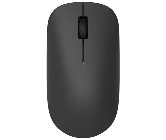 Sleek black wireless mouse with a smooth matte finish, featuring a central scroll wheel and minimalist design, ideal for comfortable use.