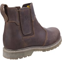 Brown leather Amblers Abingdon Dealer Boot, size 4, with pull tab, elastic side panels, and rugged sole.