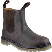 Brown leather Amblers Chelmsford Dealer Boots with elastic side panels and pull tabs.
