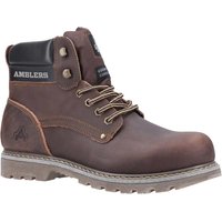 Brown leather Amblers Mens Dorking Casual Boots with padded collar, lace-up front, and rugged sole.