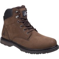 Brown Amblers Millport boot size 10 with black padded collar, metal eyelets, and sturdy rubber sole.