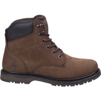 Brown Amblers Millport boot, size 4, with black padded collar, metal eyelets, and rugged sole.