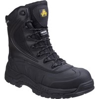 Black Amblers Safety hi-leg boot, metal-free, waterproof, with reinforced toe and ankle support, size 14.
