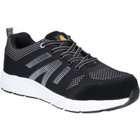 Black Amblers Safety trainer with white sole, mesh upper, and lace-up design, size 10.