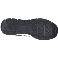 Black rubber sole of Amblers Safety Trainer with textured grip pattern and reinforced heel.