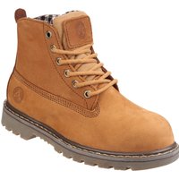 Tan Amblers Safety boot, size 6, with padded collar, metal eyelets, and rugged sole.
