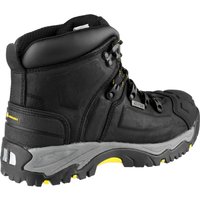 Black Amblers Safety waterproof boot, size 7, with reinforced toe, padded collar, and rugged gray sole.