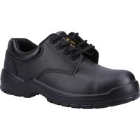 Black Amblers Safety FS38C shoe, metal-free, composite toe, lace-up design, padded collar, slip-resistant sole.