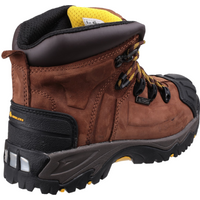 Brown Amblers Safety boot, size 12, with black reinforced toe, yellow lining, and rugged sole.