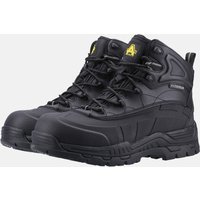 Black Amblers Safety Fs430 Orca Hybrid waterproof boots, non-metal, size 12, with rugged soles and padded ankle support.