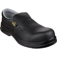Black Amblers Safety shoe, metal-free, slip-on design, lightweight, with cushioned collar, size 12.