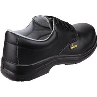 Black Amblers Safety shoe, size 10, with padded collar, lace-up design, and slip-resistant sole.