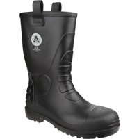 Black Amblers Safety waterproof PVC rigger boot, size 11, with pull-on loops and reinforced toe.
